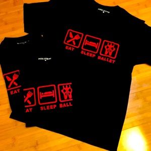 Medium ballet t shirts new black red print